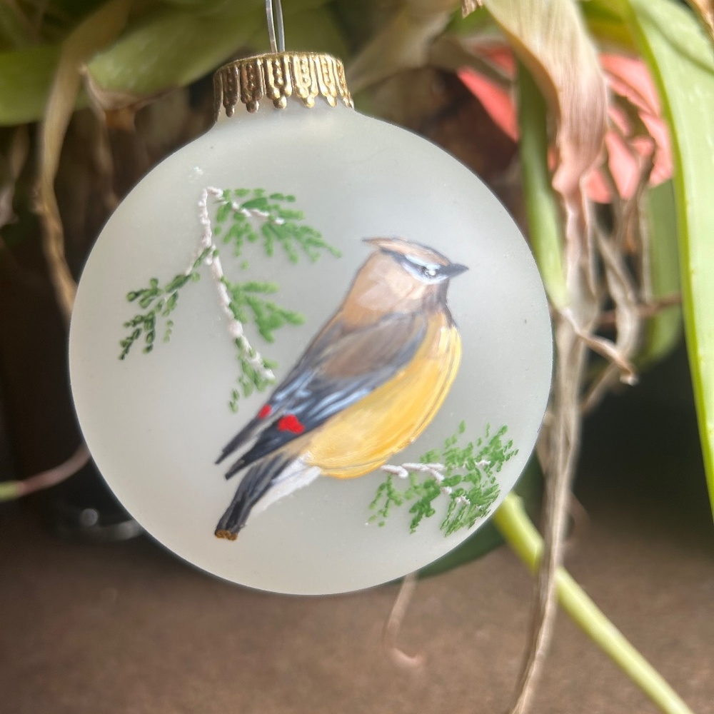 Hand-Painted Glass Ornament - Bird